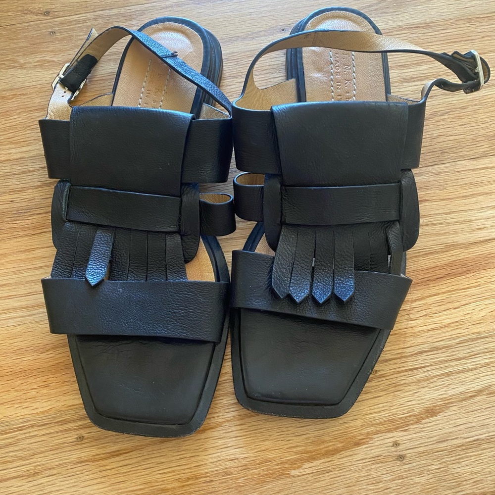 Black Leather Women's Sandals